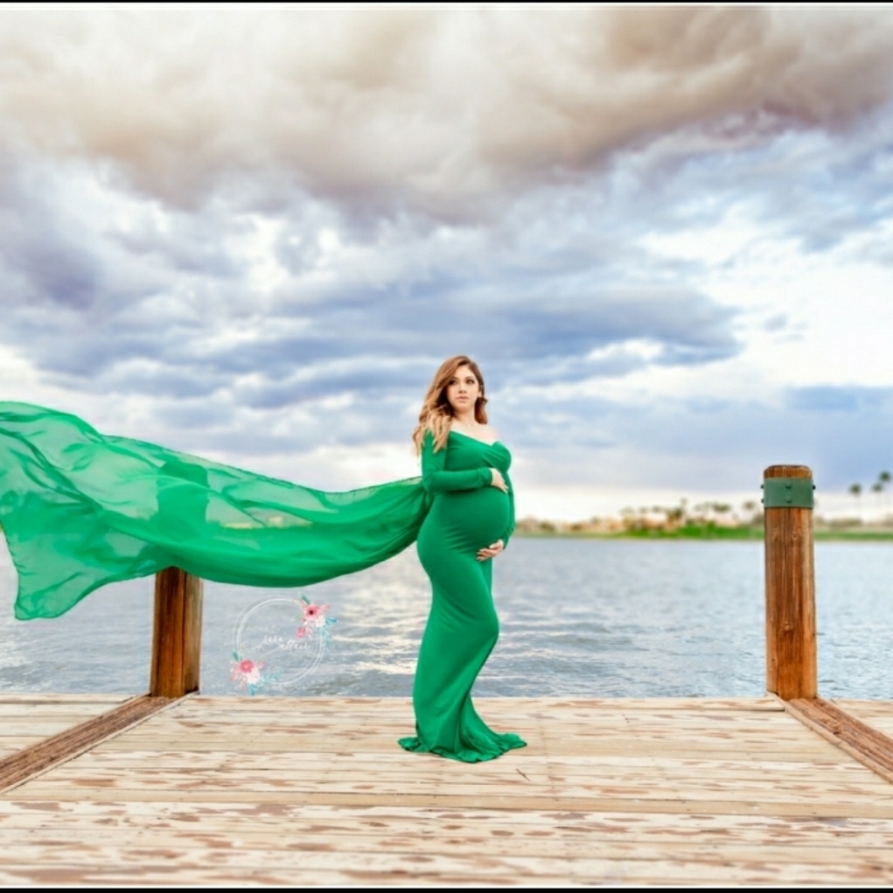 Emerald green maternity dress